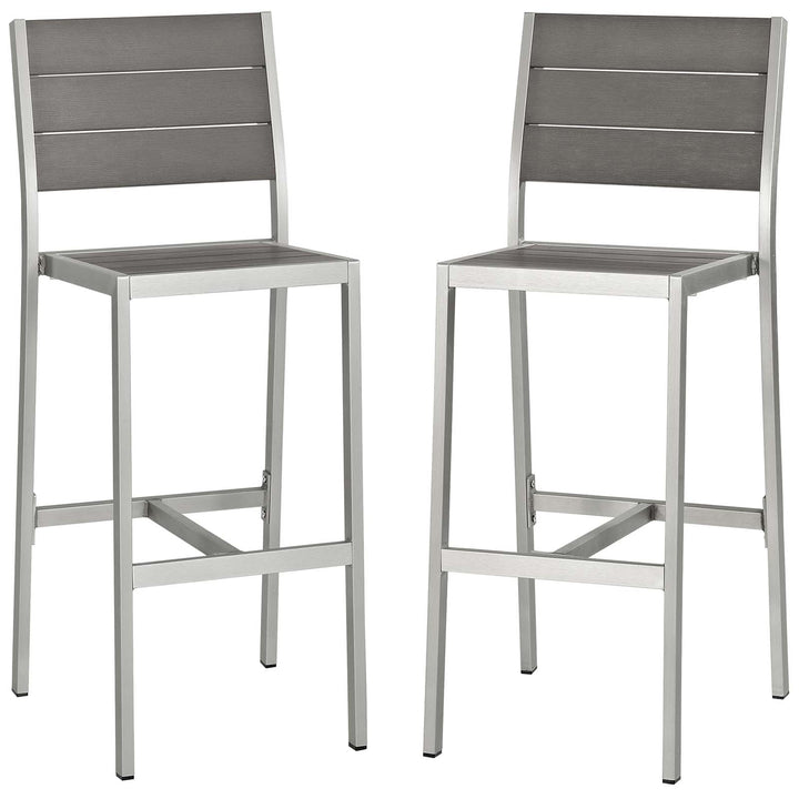 Seaside Outdoor Patio Aluminum Armless Bar Stool Set of 2