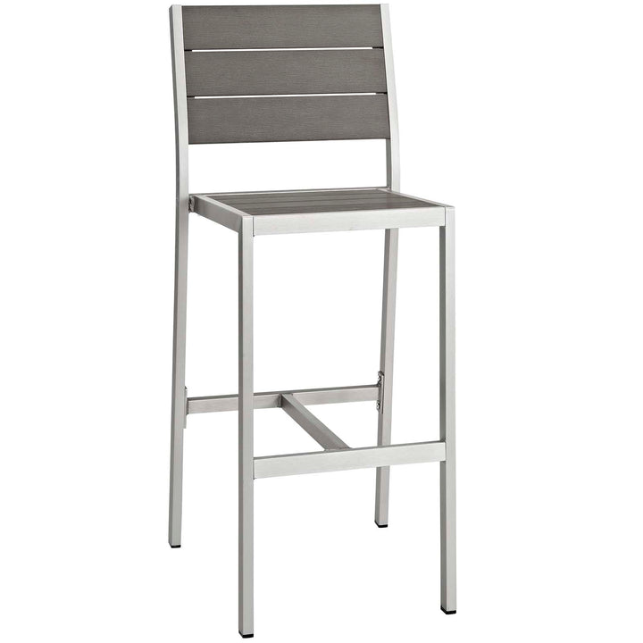 Seaside Outdoor Patio Aluminum Armless Bar Stool Set of 2