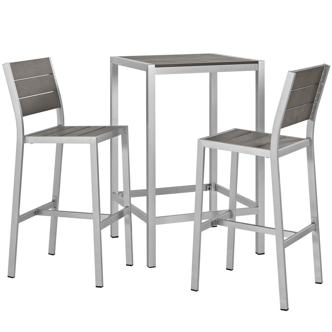 Shoreline 3 Piece Outdoor Patio Aluminum Pub Set