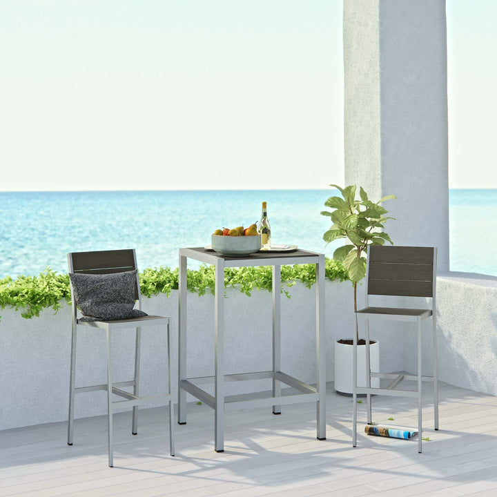 Shoreline 3 Piece Outdoor Patio Aluminum Pub Set