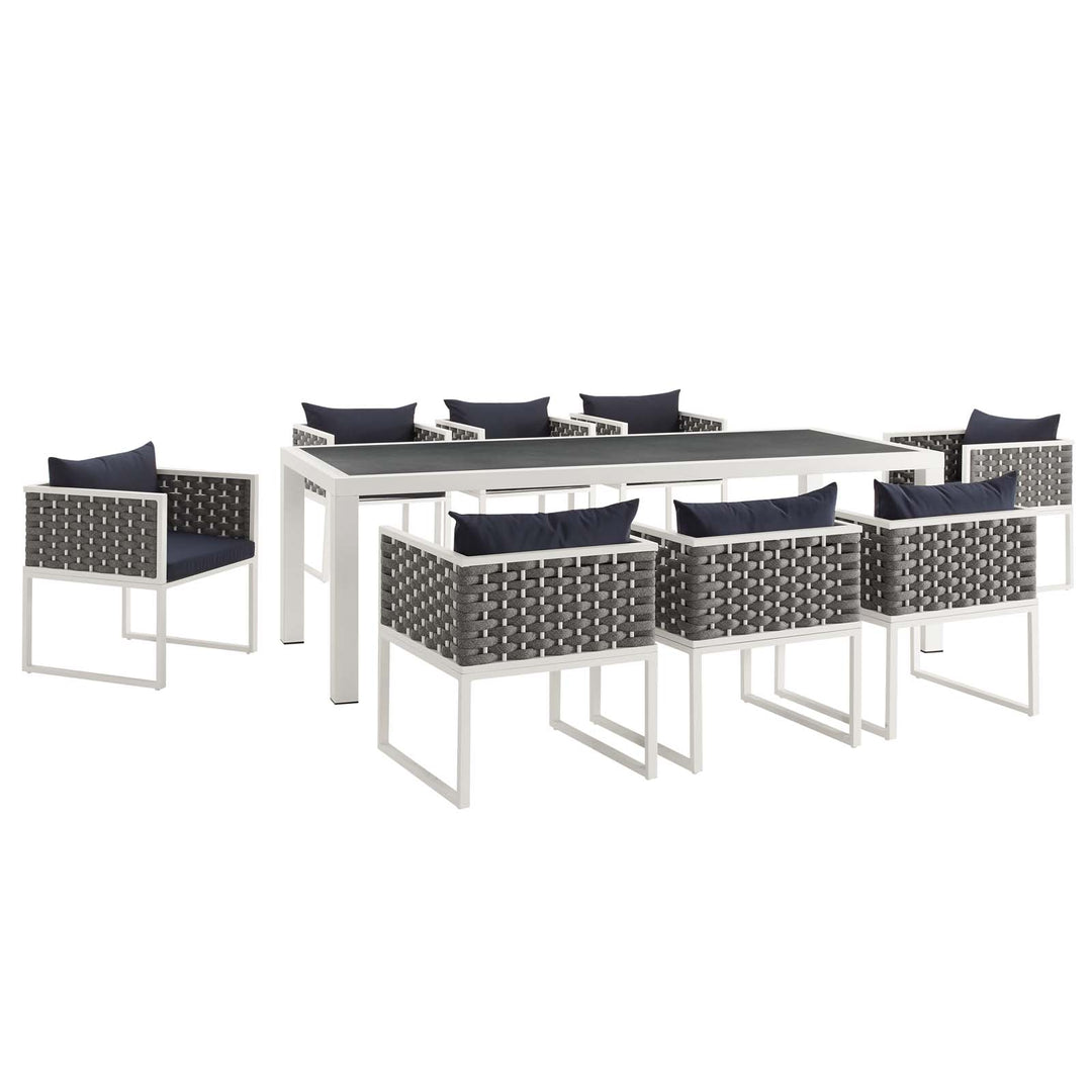 Summit 9 Piece Outdoor Patio Aluminum Dining Set