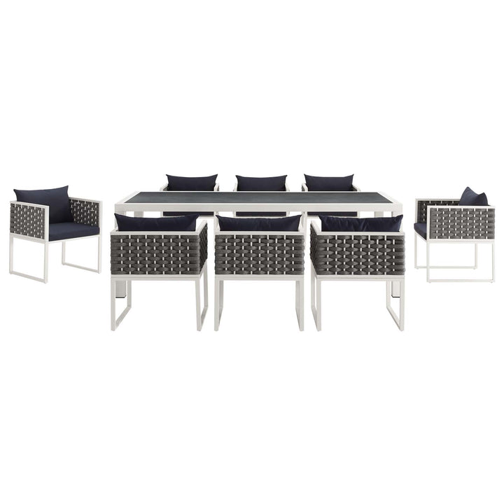 Summit 9 Piece Outdoor Patio Aluminum Dining Set