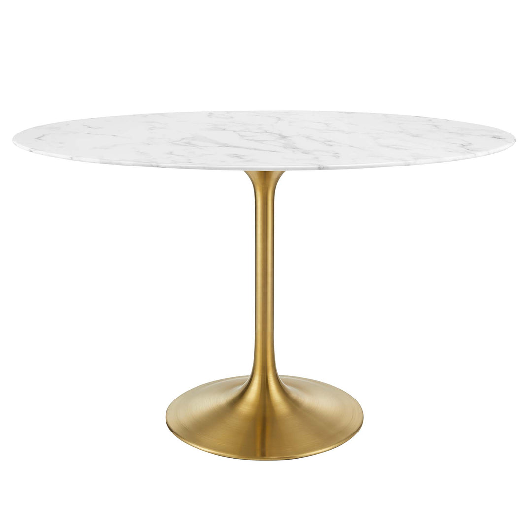 Lunar 48" Oval Optical Marble Dining Table