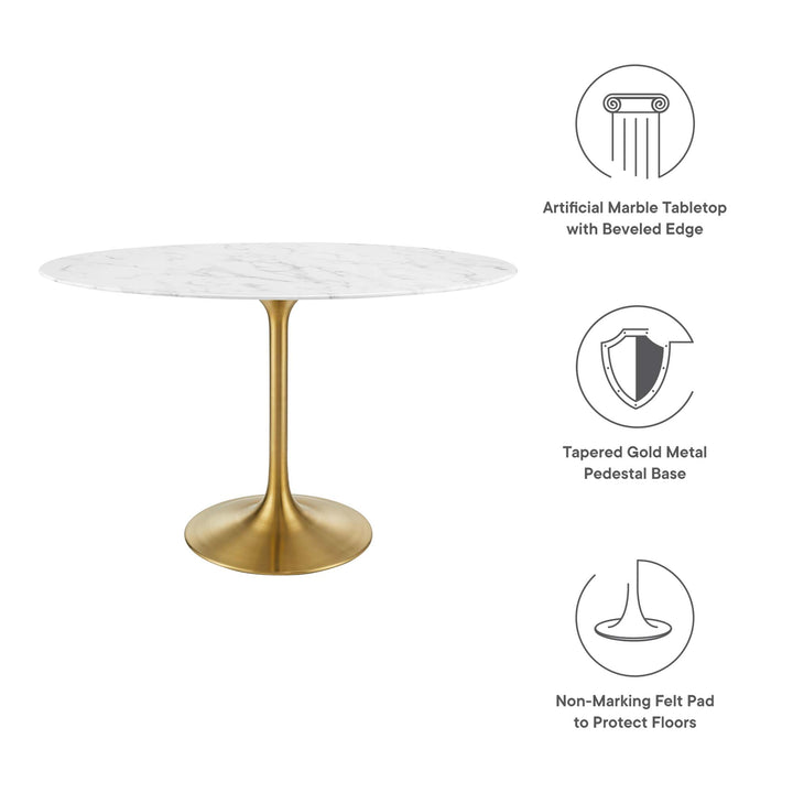 Lunar 48" Oval Optical Marble Dining Table