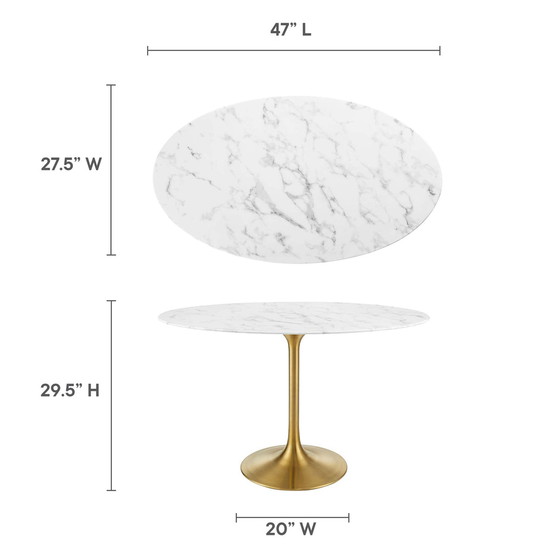 Lunar 48" Oval Optical Marble Dining Table