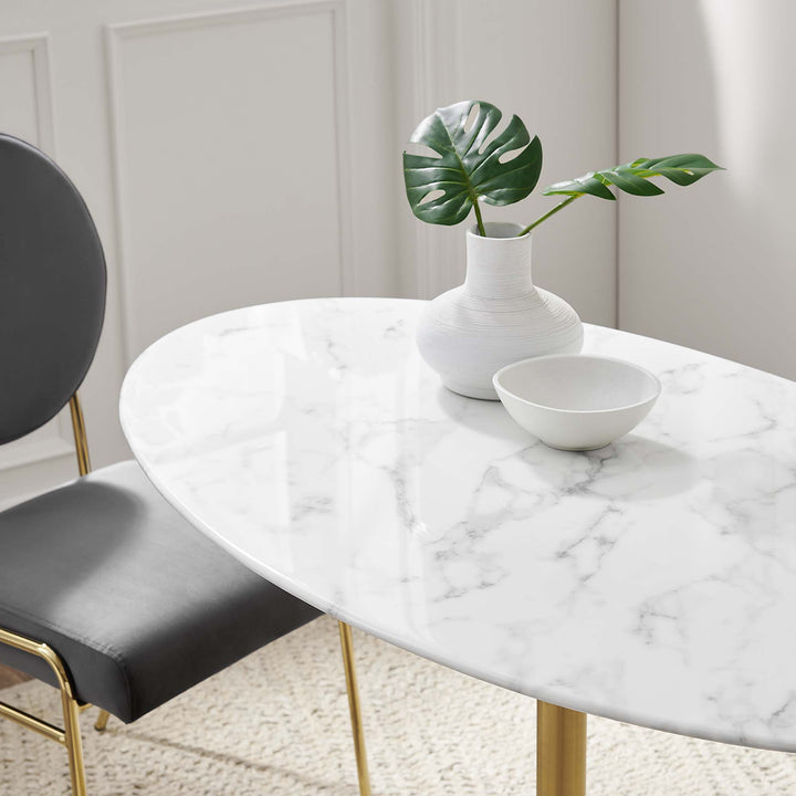 Lunar 48" Oval Optical Marble Dining Table