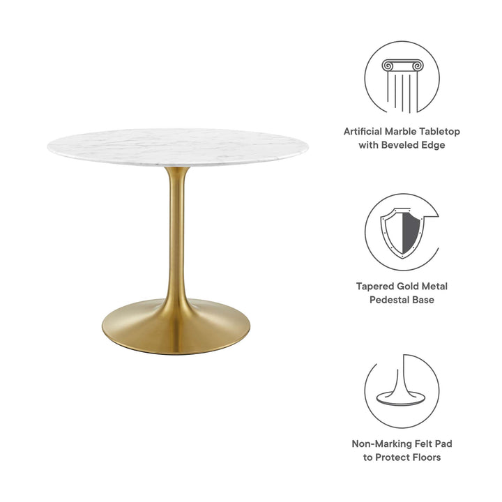 Lievre 40" Round Imitation Marble Dining Table