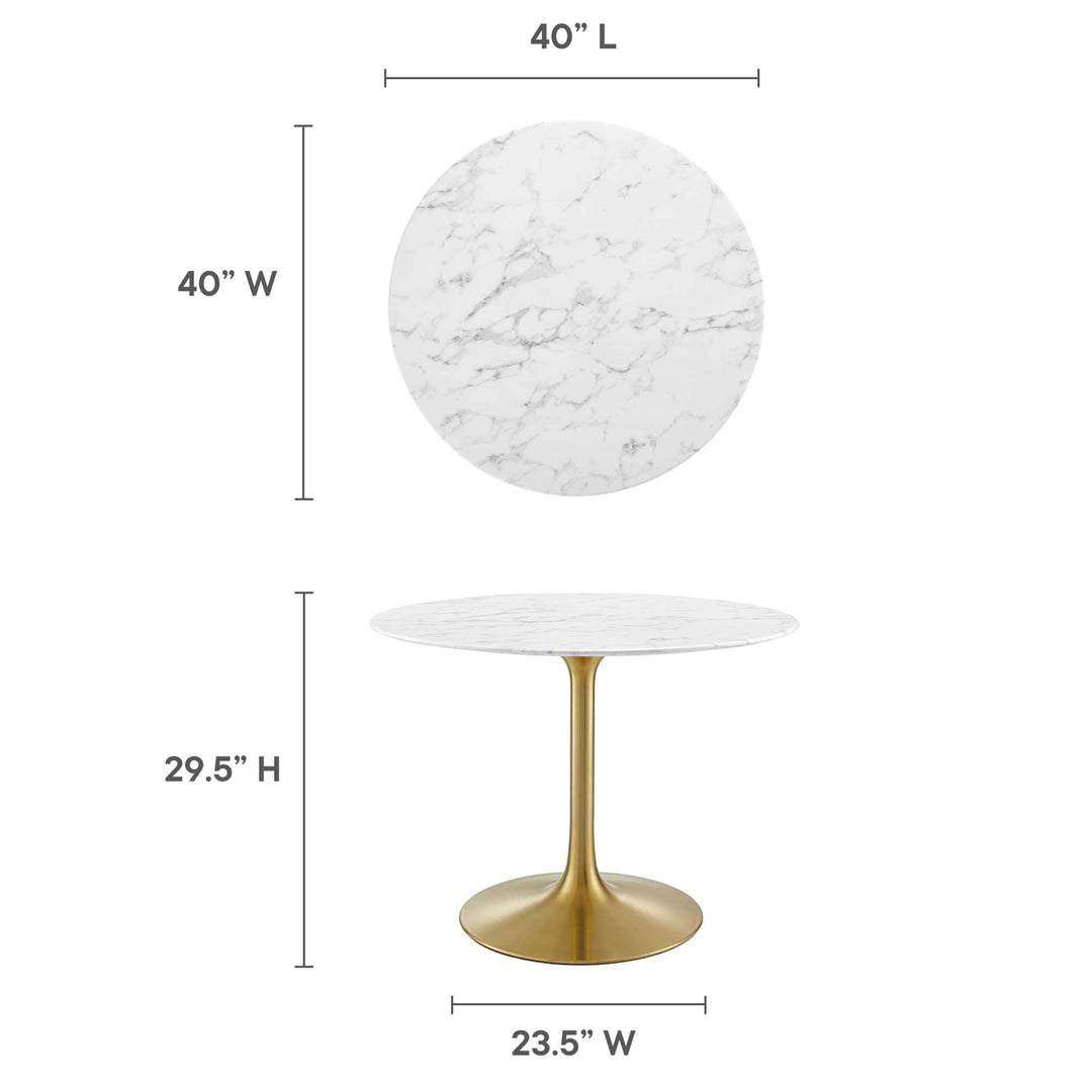 Lievre 40" Round Imitation Marble Dining Table