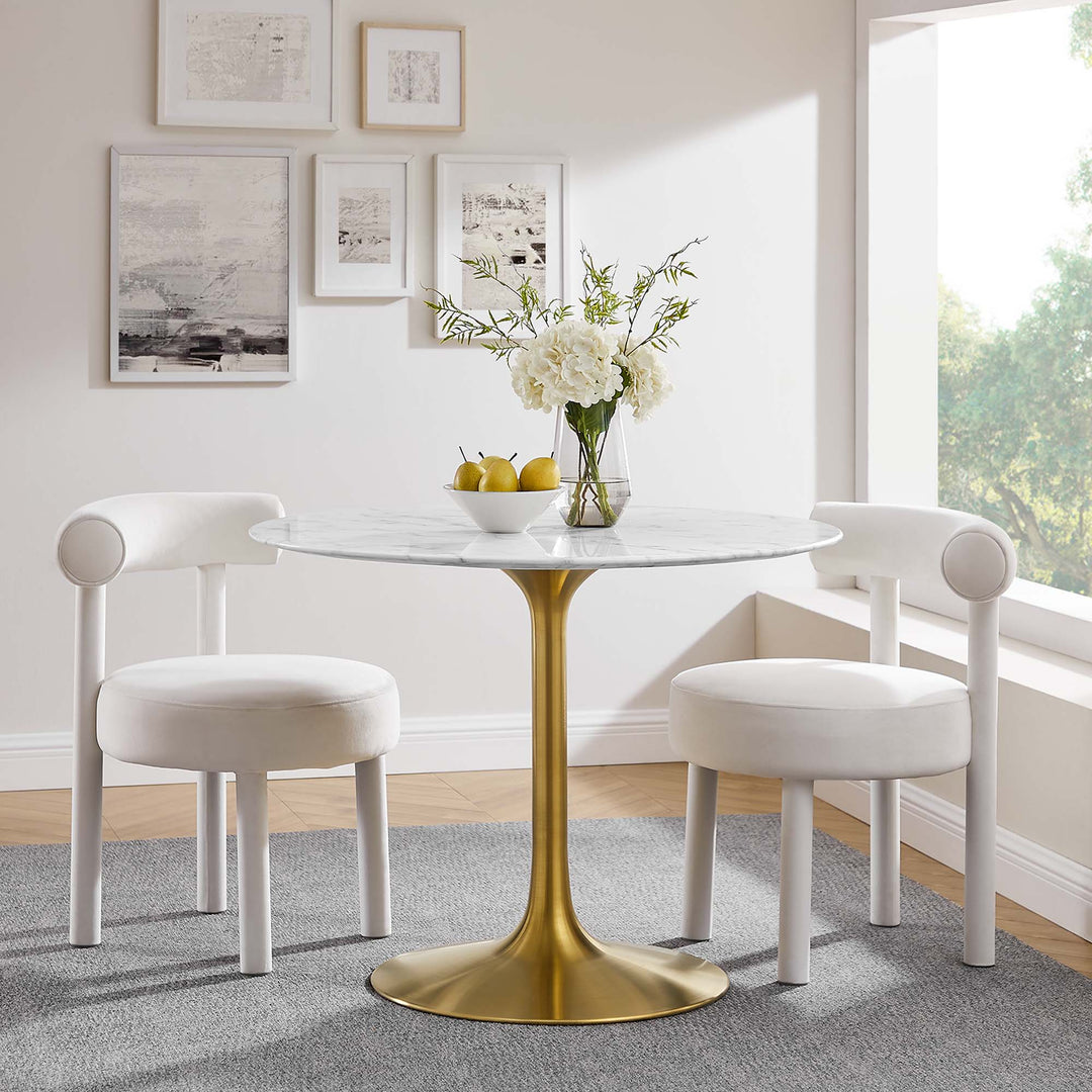 Lievre 40" Round Imitation Marble Dining Table