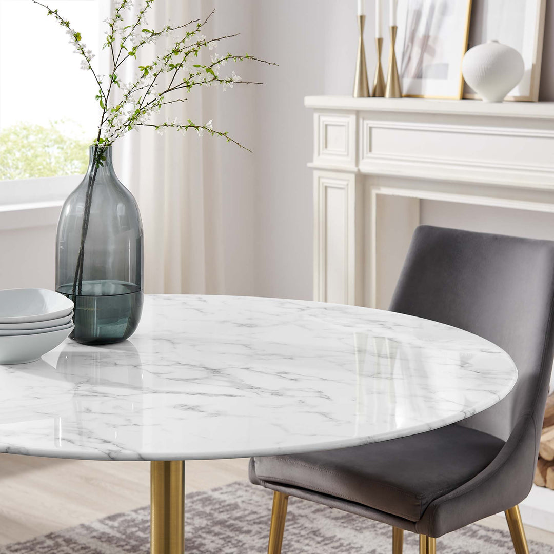 Luna 48" Round Resin Marble Dining Table