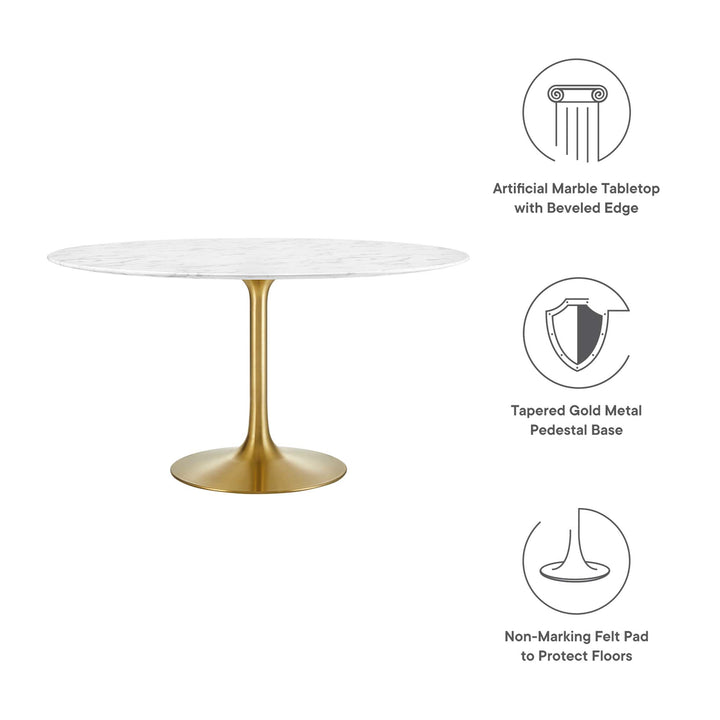 Luna 54" Round Faux Marble Dining Table