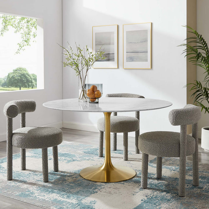 Luna 54" Round Faux Marble Dining Table