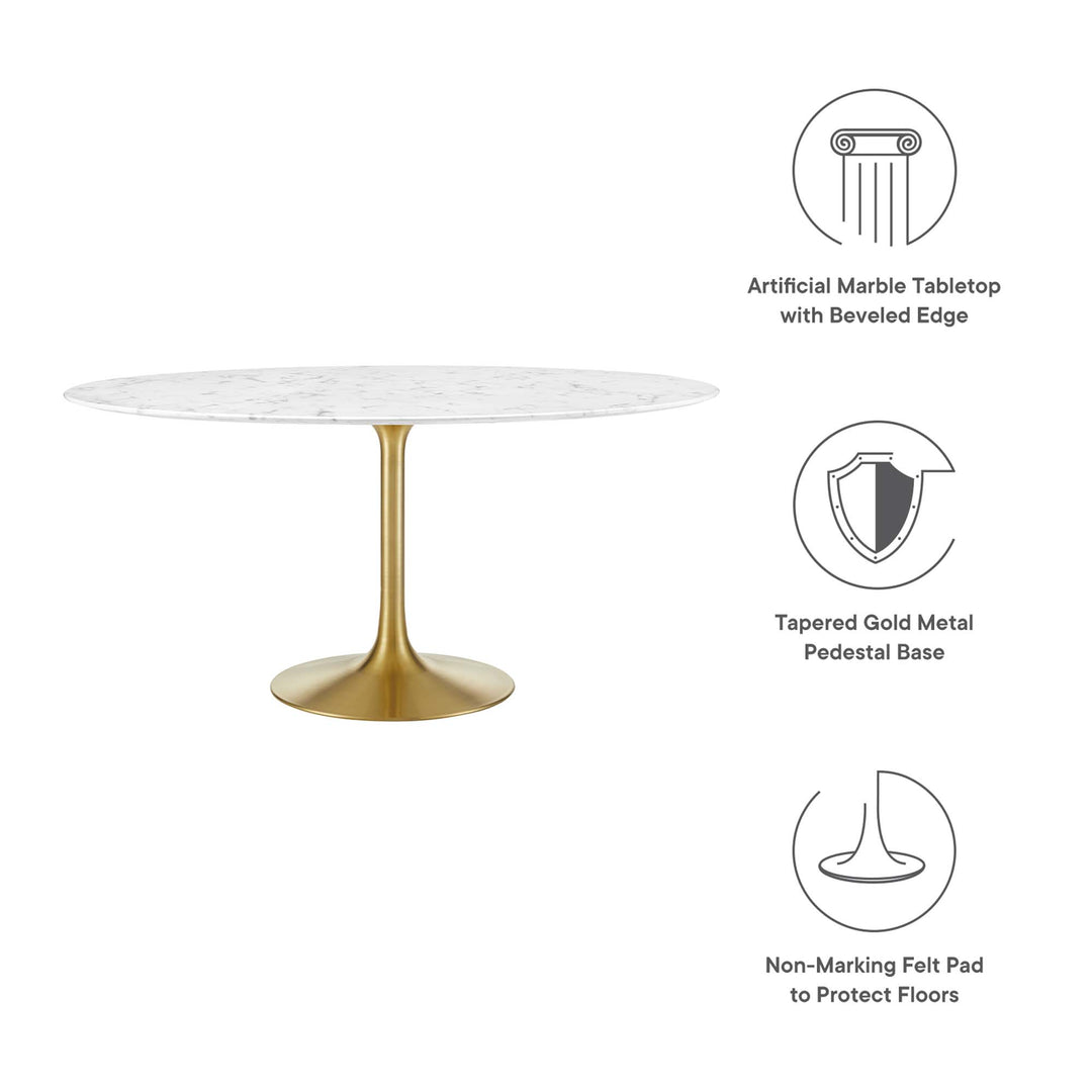 Luminous 60" Round Artisanal Marble Dining Table