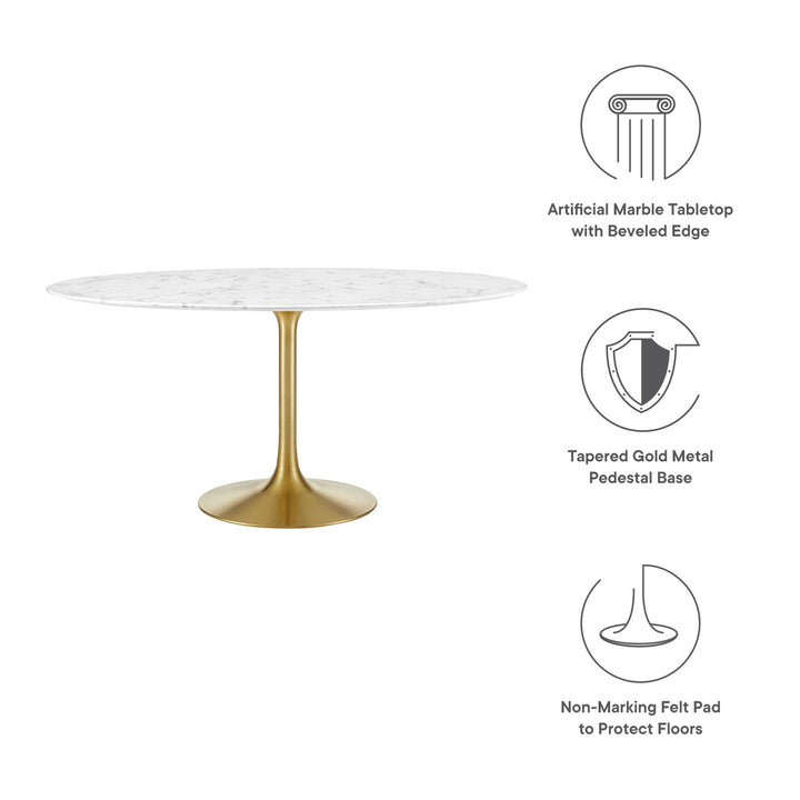 Luminous 60" Round Artisanal Marble Dining Table