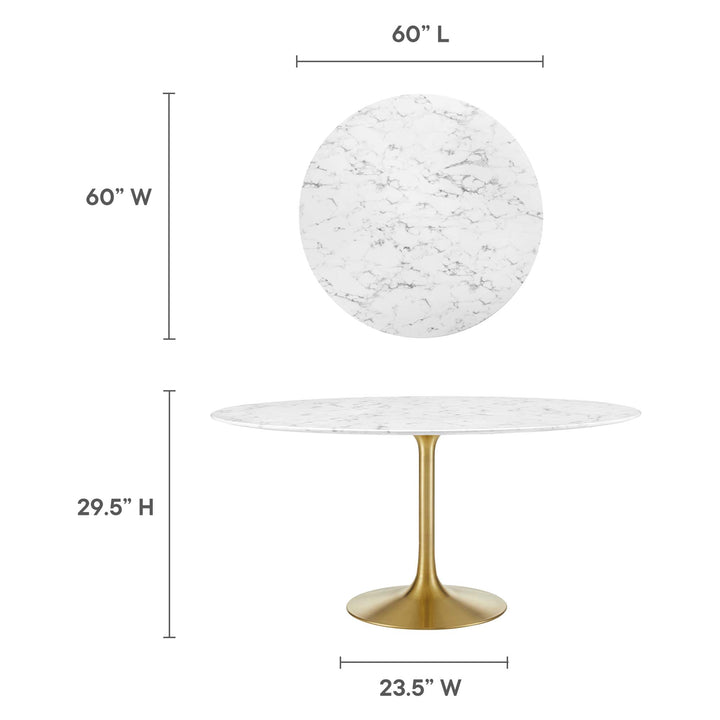 Luminous 60" Round Artisanal Marble Dining Table