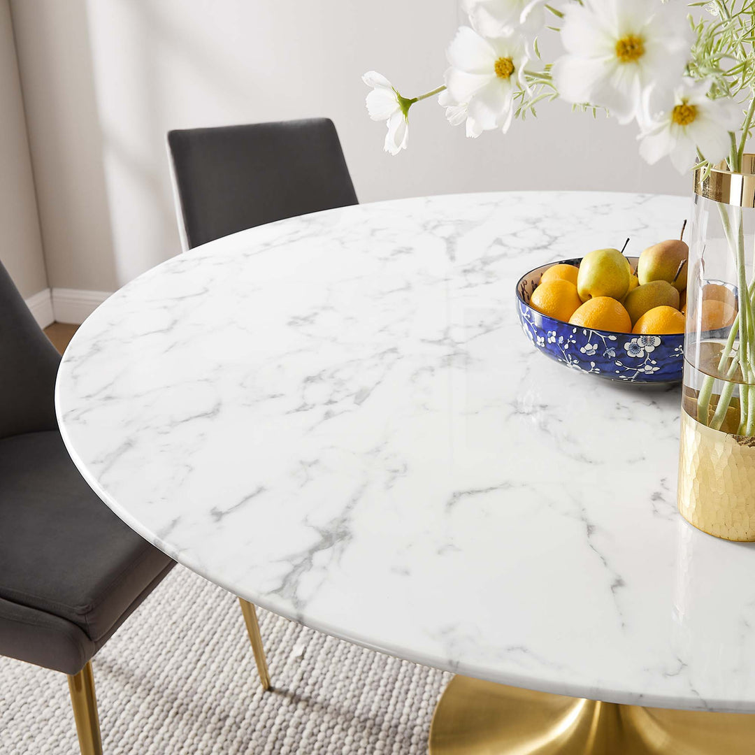 Luminous 60" Round Artisanal Marble Dining Table