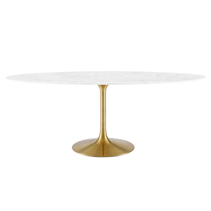 Luna 78" Oval Artificial Marble Dining Table