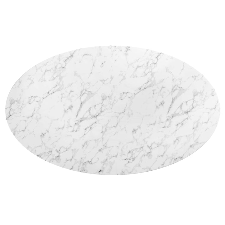 Luna 78" Oval Artificial Marble Dining Table