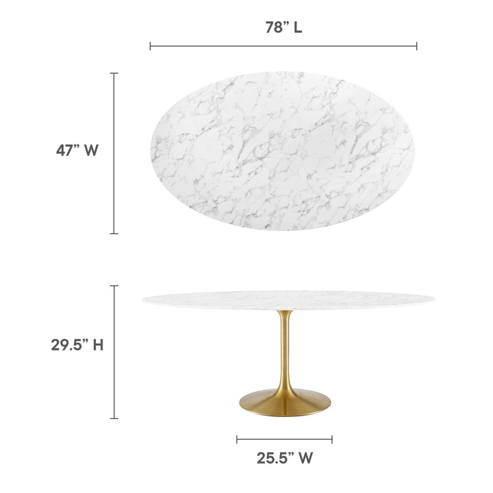 Luna 78" Oval Artificial Marble Dining Table