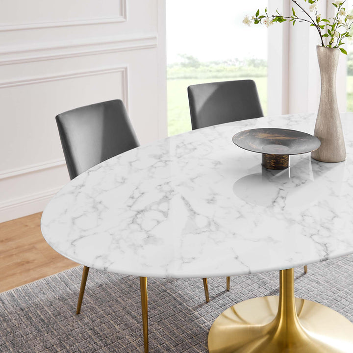 Luna 78" Oval Artificial Marble Dining Table