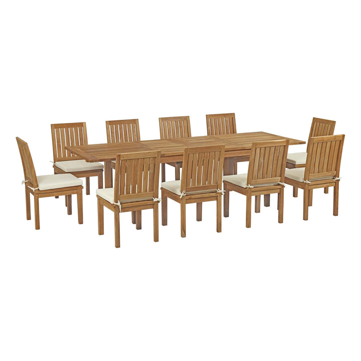 Monaco 11 Piece Outdoor Patio Teak Dining Set