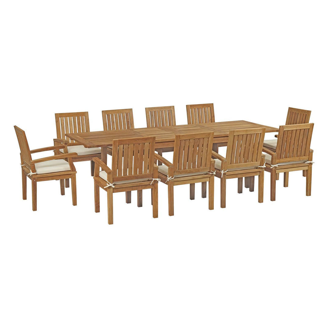 Monarch 11 Piece Outdoor Patio Teak Dining Set