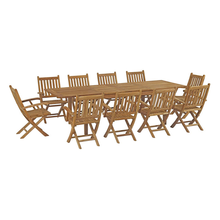 Mallory 11 Piece Outdoor Patio Teak Dining Set