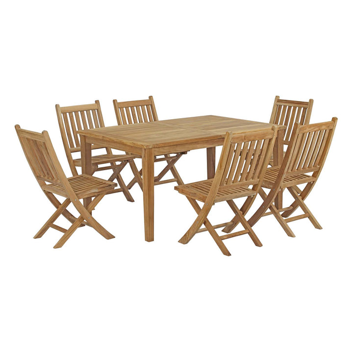 Monaco 7 Piece Outdoor Patio Teak Dining Set