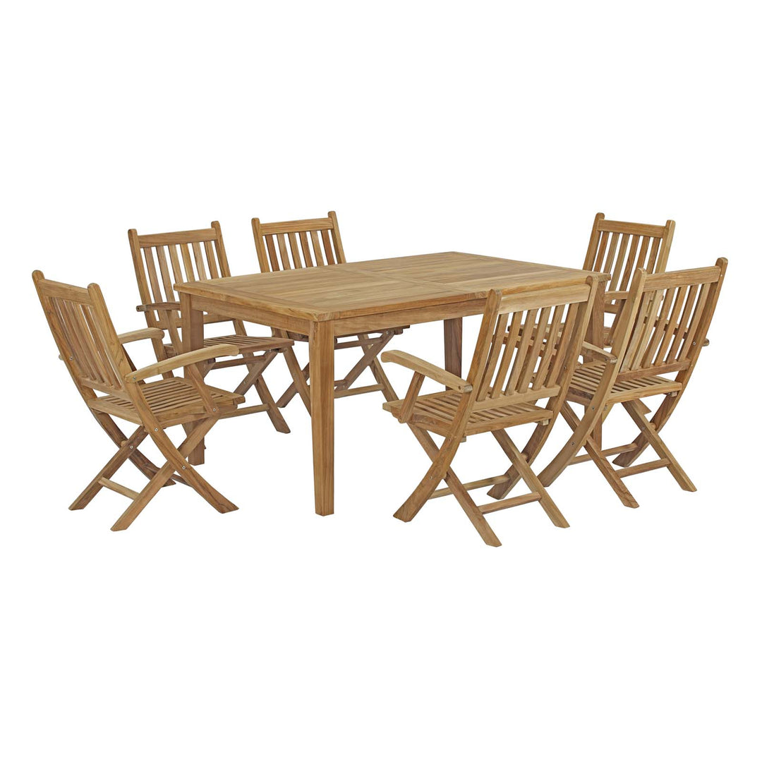 Malibu 7 Piece Outdoor Patio Teak Dining Set