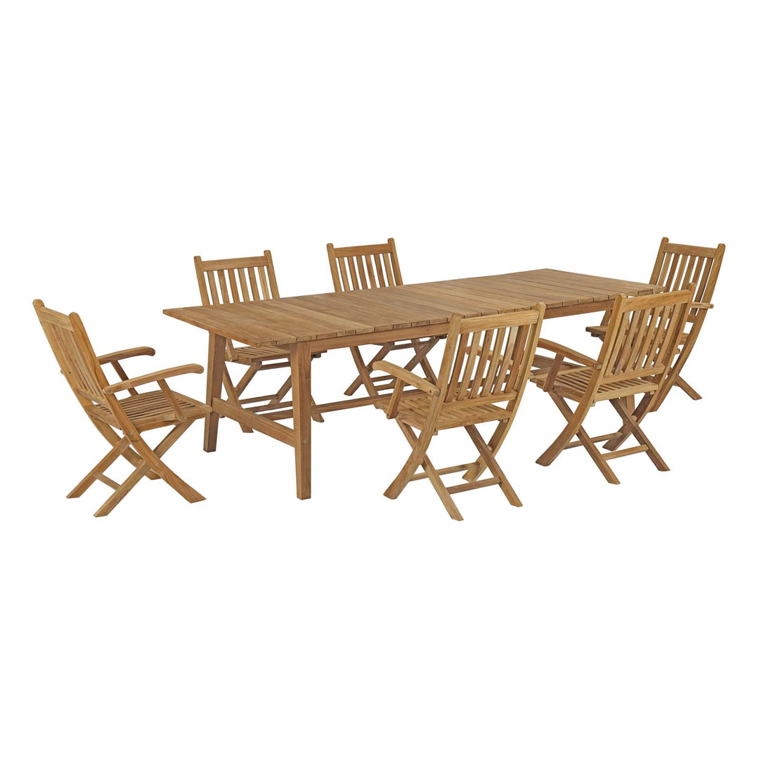 Mosaic 7 Piece Outdoor Patio Teak Dining Set