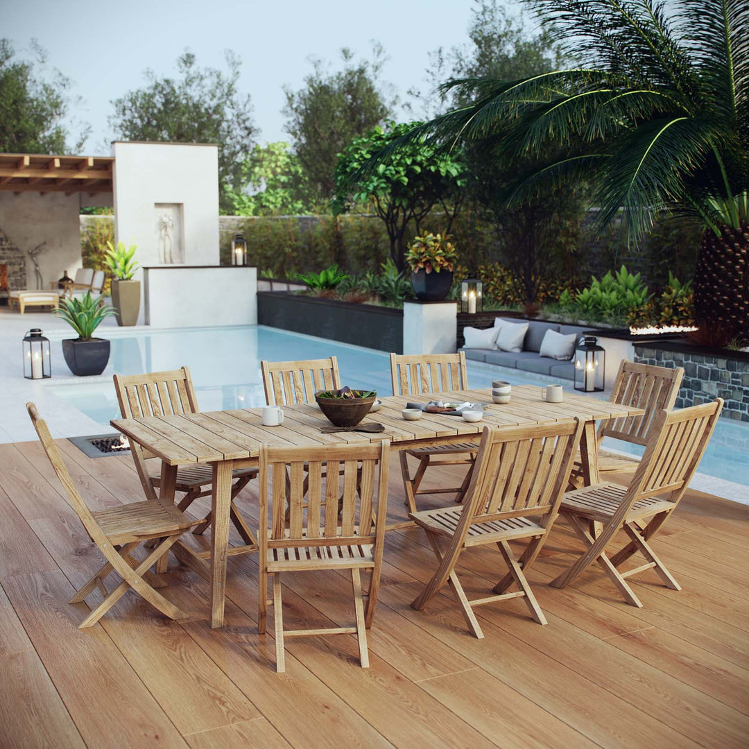 Melbourne 9 Piece Outdoor Patio Teak Dining Set