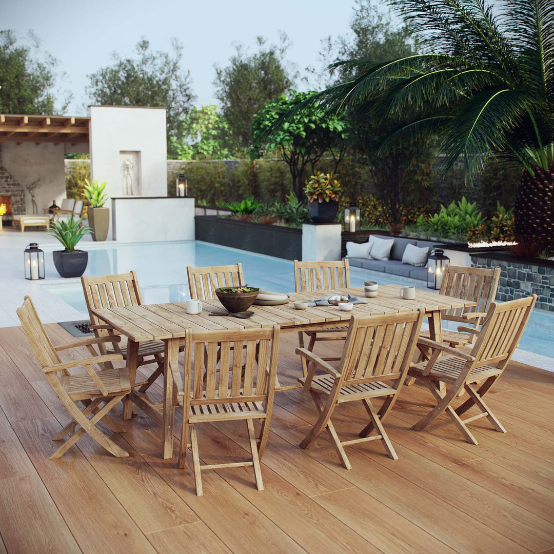 Monterey 9 Piece Outdoor Patio Teak Dining Set