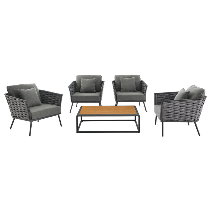 Seaside 5 Piece Outdoor Patio Aluminum Sectional Sofa Set