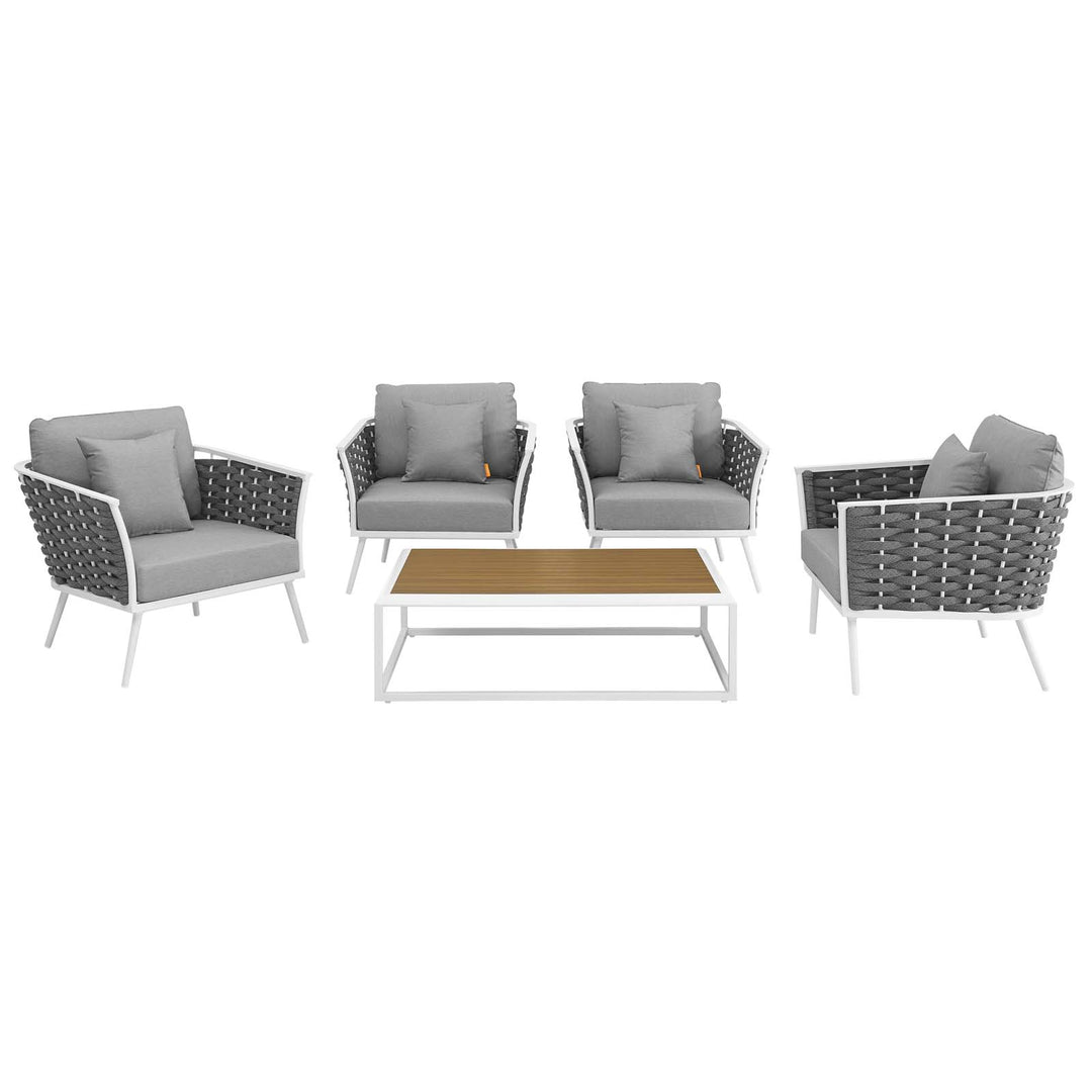 Seaside 5 Piece Outdoor Patio Aluminum Sectional Sofa Set