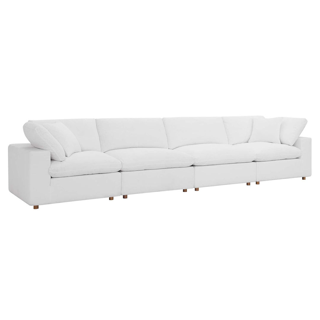 LuxeCloud Down-Filled Modular Sofa Set – 4 Piece, Pure White