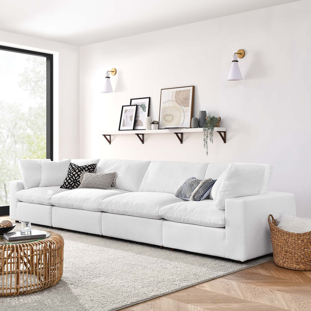 LuxeCloud Down-Filled Modular Sofa Set – 4 Piece, Pure White