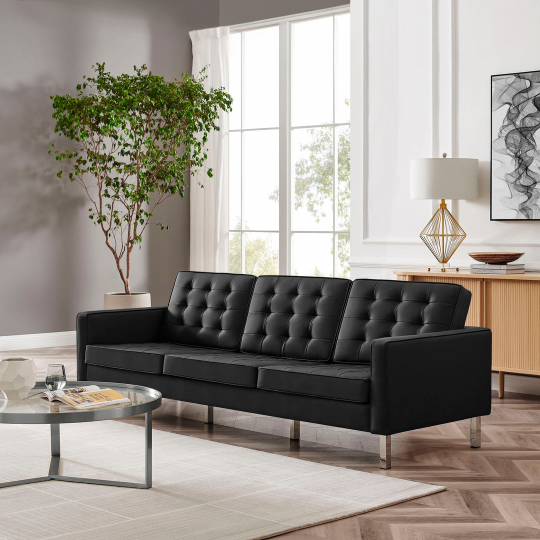 Luxe Lattice Vegan Leather Sofa