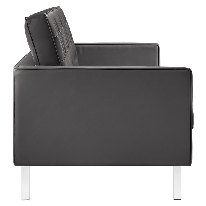 Luxe Lounge Leatherette Sofa and Ottoman Set