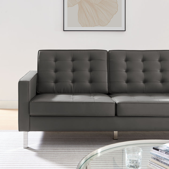 Luxe Lattice Vegan Leather Sofa