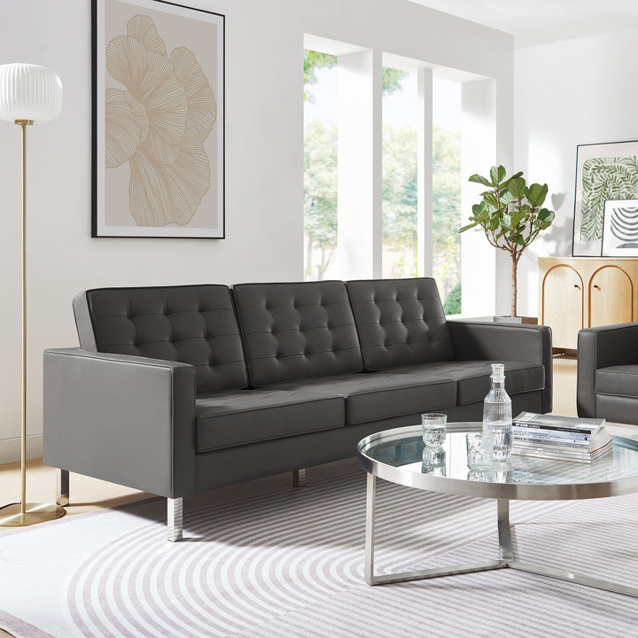 Luxe Lattice Vegan Leather Sofa