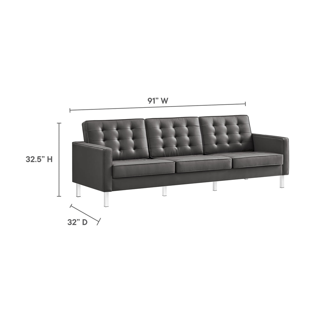 Luxe Lounge Leatherette Sofa and Ottoman Set