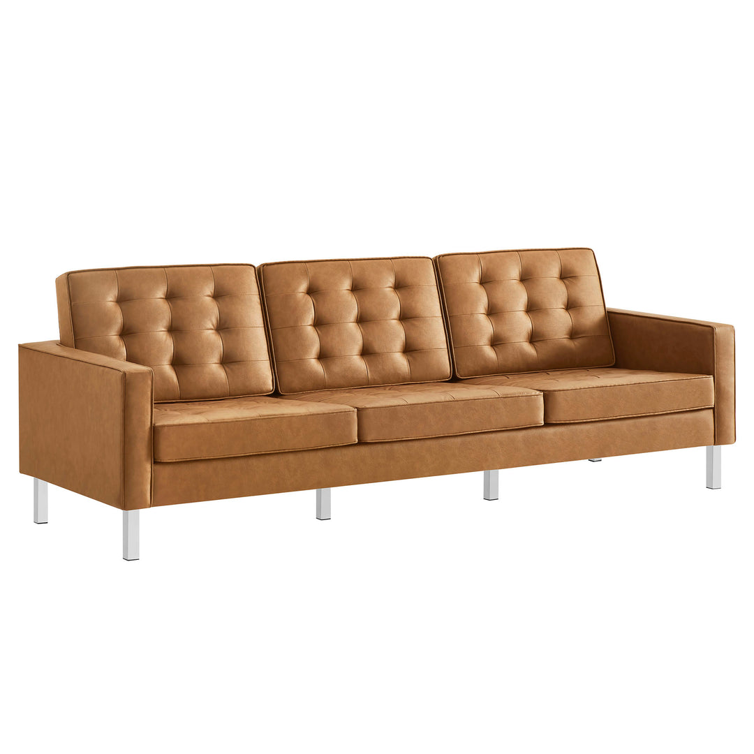 Luxe Lattice Vegan Leather Sofa