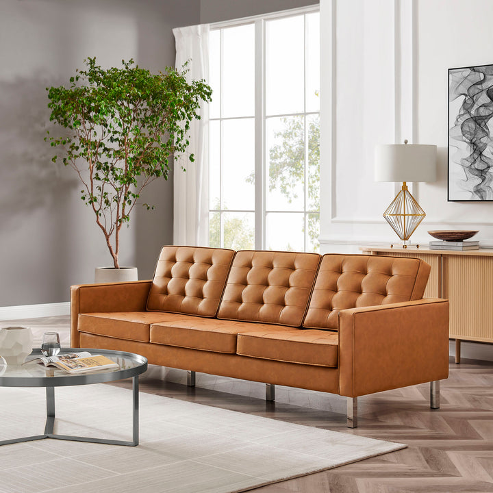 Luxe Lattice Vegan Leather Sofa