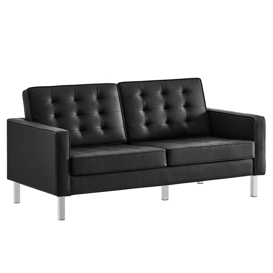 Lounge 2-Piece Tufted Vegan Leather Living Set