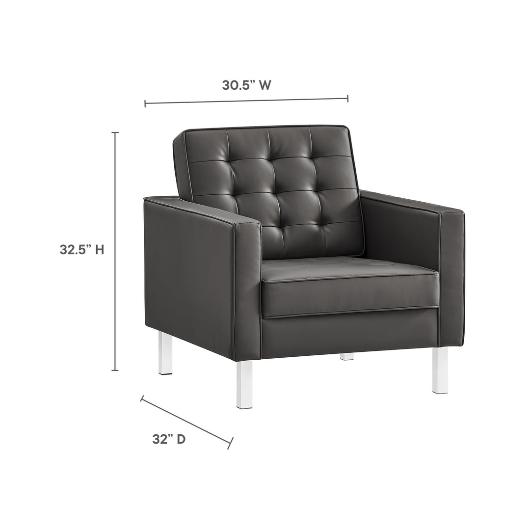 Luxe Tufted Vegan Leather Armchair and Ottoman Set