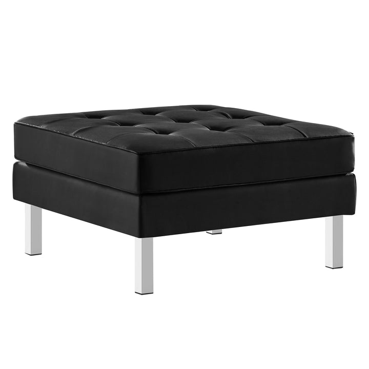 Luxe Leatherette Lounge Ottoman