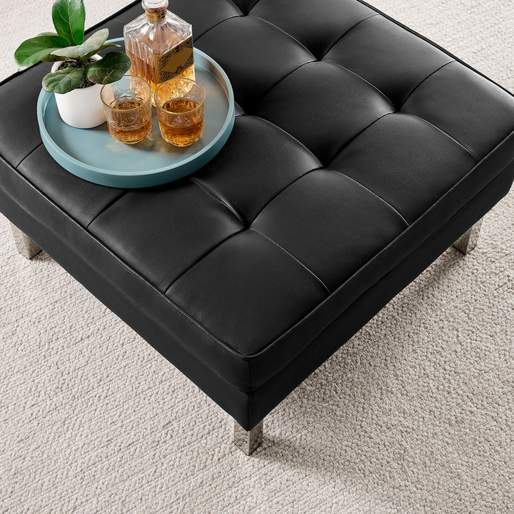 Luxe Leatherette Lounge Ottoman