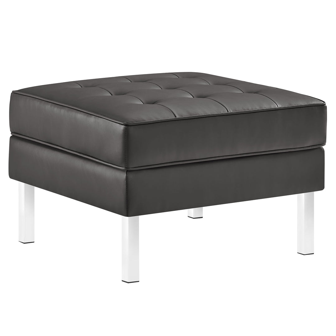 Luxe Leatherette Lounge Ottoman