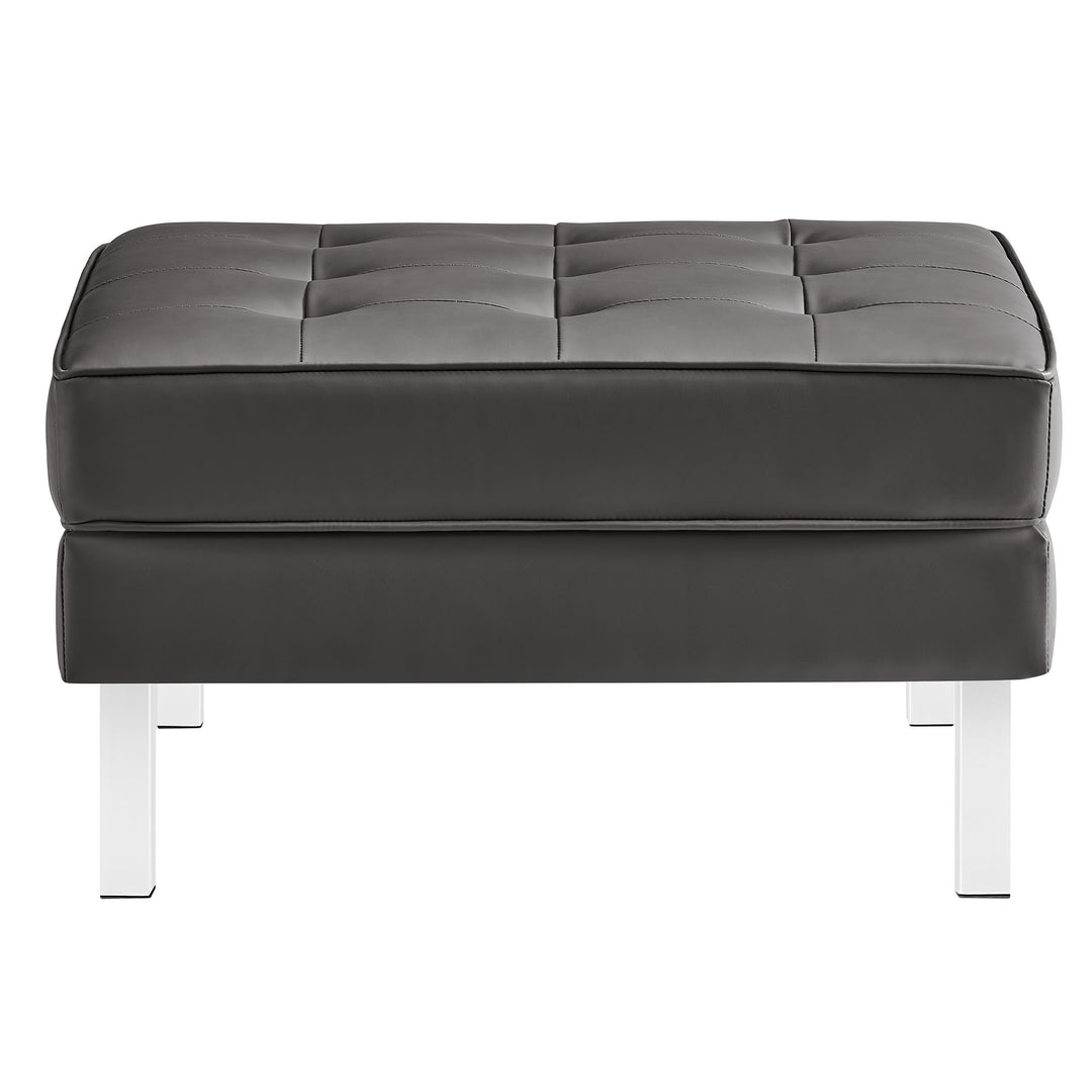 Luxe Tufted Vegan Leather Armchair and Ottoman Set