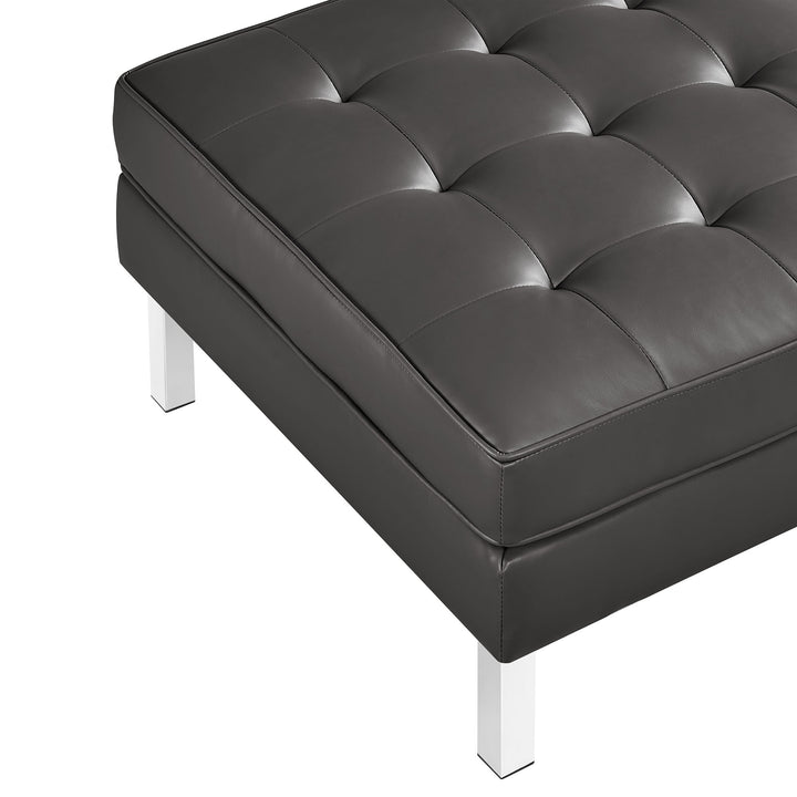 Luxe Leatherette Lounge Ottoman